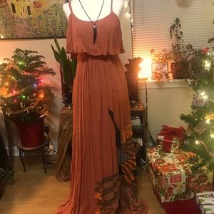 Free people Burnt orange floor length dress